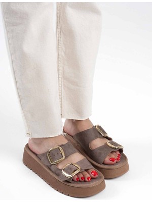 Alfaze Vizon Cilt Tokalı Terlik