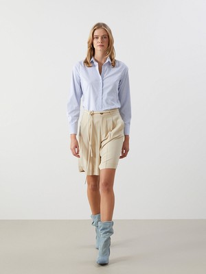 Lc Waikiki Yeni Sezon Beli Lastikli Keten Karışımlı Kadın Şort