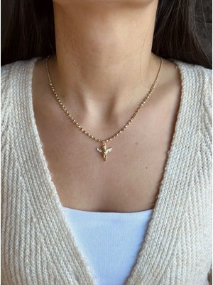 Nunu Takı Kalpli Melek Çocuk Dorika Zincir Kolye