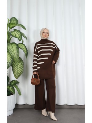 Nisum Moda Çizgi Detaylı Triko Takım