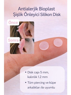 Sacce Scarves & Accessories Antialerjik Bioplast Kulak Deliği Şişliği Önleyici Küpe Arkalığı Keloid İyileştirici Silikon Disk 2 Adet