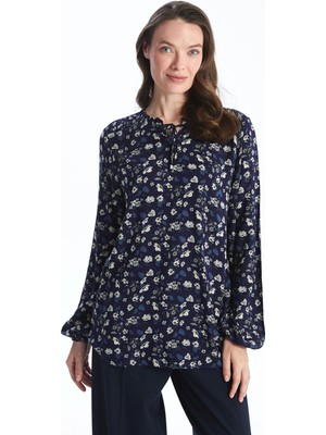 Lc Waikiki Yeni Sezon Bağlamalı Yaka Desenli Kadın Bluz