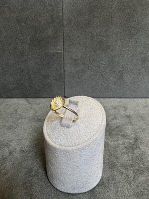 14 Ayar Deniz Kabuğu Inci Taşlı Altın Yüzük