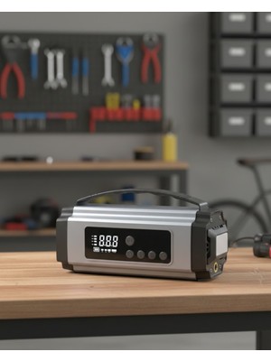 Verto Yolda Kalmaya Son Dijital Ekranlı Akü Takviye ve Hava Kompresörü Çok Fonksiyonlu Acil Güç Ünitesi