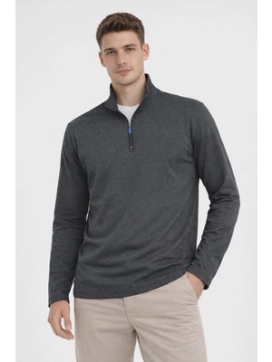 hmoavm Defduu Store Erkek Ribana Kumaş Likralı Yarım Fermuarlı  Yarım Boğaz Kazak