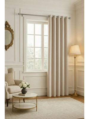 Bercem Home Kadife Dokulu Fon Perde - Taş - Kuş Gözlü Dikim - (Rustik Için)