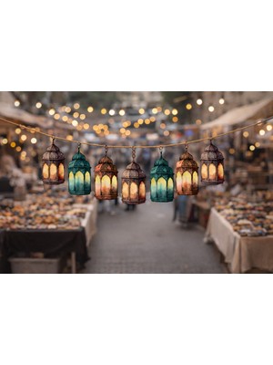 Özbience Ramazan Temalı 7 Parça Dekoratif Banner Seti, Hoşgeldin Ramazan Süsleri