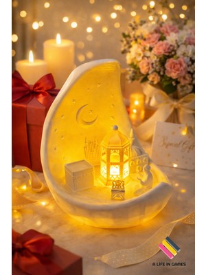 Özbience Ramazan Ayı Temalı LED Işıklı Rahleli Dekor Fanoş 15CM, Bayram Hediyesi