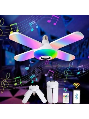 Musıc Bluetooth Hoparlörlü Müzikli Rgb LED Lamba Katlanabilir Ampul Uzaktan Kumandalı .ampul + Renkli Dekor Lambası ,bluetooth Hoparlör