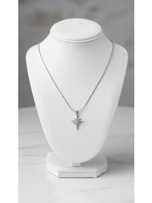 ArmoniaVital Gümüş Kaplama Zirkon Taşlı Kutup Yıldızı Kolye - Işıltılı Kar Tanesi Figürlü Zincir Kolye