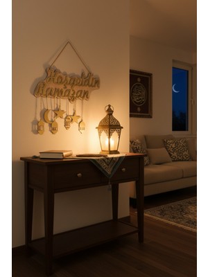 Özbience Hoşgeldin Ramazan Yazılı Dekoratif Duvar Süsü, Ev Için Şık Ramazan Dekoru