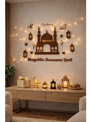 Özbience Ahşap Işıklı Ramazan Süsü, Şık ve Renkli Dekorasyon Parçası