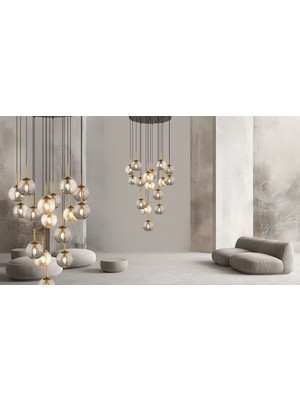 Lampaluce Regina Modern Sarkıt Salon Yüksek Tavan Avizesi Avizesi 15li