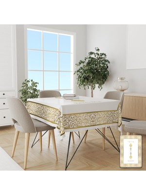 Özbience Şık Gold Bordürlü Ramazan Temalı Dertsiz Masa Örtüsü