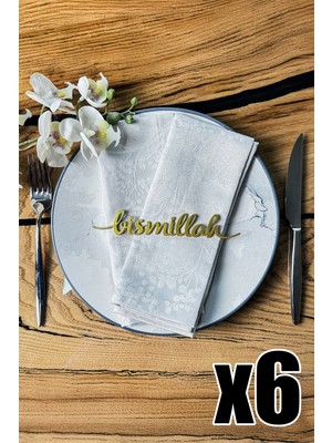 Özbience 6'lı Bismillah Yazılı Metal Peçete Süsü, Ramazan Ev Sofra Dekoru