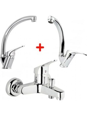 Kyops Mix Banyo Bataryası Lavabo - Evye 3 Lü Avantajlı Set ( Lisinya )