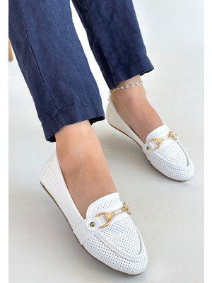 Kyops Rain Beyaz Cilt Babet Ayakkabı - Lisinya