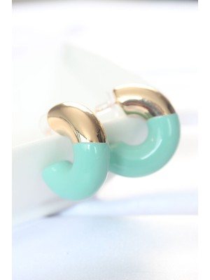 Kyops Ccb Turkuaz Gold Çift Renk Küpe - Lisinya