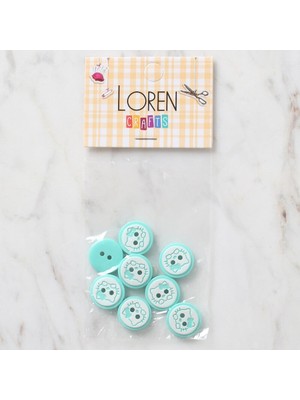 urfakent bilişim ve medya danışmanlık Loren Crafts 8 Li Yeşil Kedi Düğme - 588
