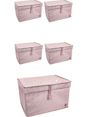 Kyops Düzenleyici Kutu Organizer Cırtlı Saklama Hurç Maxi Boy 30CM x 40CM x 50CM (5 Adet) ( Lisinya )