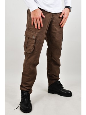 DeepSEA Toprak Geniş Kesim Gabardin Kargo Pantolon – Likralı Outdoor Stil Çok Cepli Erkek Pantolon 1705421