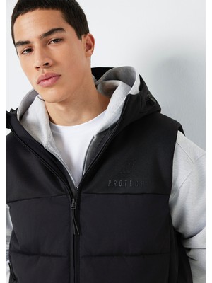 Mavi Kapüşonlu Siyah Şişme Yelek 0110786-71379