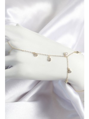 Kyops Pirinç Zirkon Taşlı Sallantılı Damla Model Gold Renk Kadın Şahmeran - Lisinya