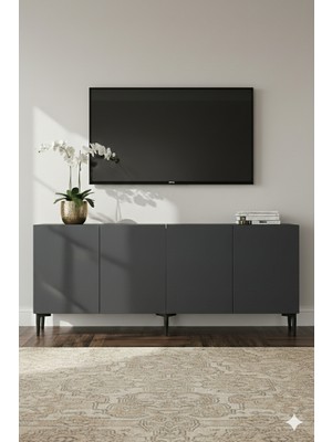 Yumedi Design KA1899A - Didema Konsol, Tv Sehpası, Çok Amaçlı Dolap ve Kahve Köşesi 180CM Antrasit