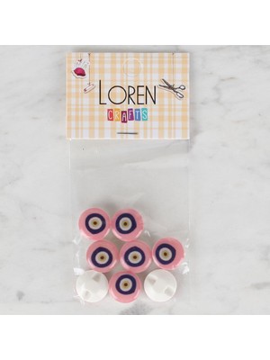 urfakent bilişim ve medya danışmanlık Loren Crafts 8 Li Pembe Nazar Boncuğu Düğme - 690