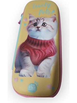 Kyops Kalemlik Kutusu Fermuarlı Kabartmalı Kedi Desenli