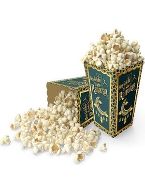 Özbience Ramazan Temalı Mısır Kutusu 10'lu, 8X12 Cm, Pop Corn ve Cips Kabı Seti