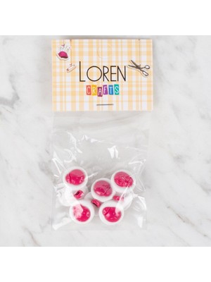 urfakent bilişim ve medya danışmanlık Loren Crafts 8 Li Fuşya Uğur Böceği Düğme - 647