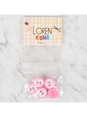 urfakent bilişim ve medya danışmanlık Loren Crafts 8 Li Gülen Yüz Pembe Düğme - 541