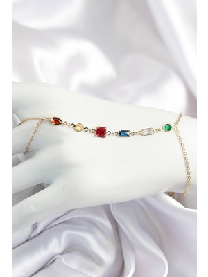 Kyops Pirinç Renkli Zirkon Taşlı Y Model Gold Renk Kadın Şahmeran - Lisinya