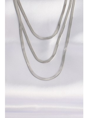 Kyops 316L Çelik Italyan Zincir Gümüş Renk Çoklu Kolye - Lisinya