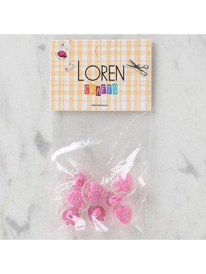 urfakent bilişim ve medya danışmanlık Loren Crafts 8 Li Şeffaf Pembe Çilek Düğme - 251