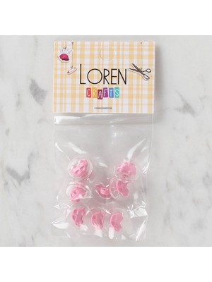 urfakent bilişim ve medya danışmanlık Loren Crafts 8 Li Şeffaf Pembe Araba Düğme - 249