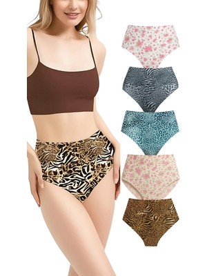 İlkyaz Fashion Ieg™ Desenli Lazer Kesim Külot 5'li Paket – Iz Yapmaz, Yüksek Bel, Günlük Rahat ADZ001