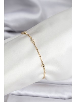 Hatıra Kutusu 14K Gold Renk Kaplama Topçuklu Model cm Kadın Bileklik - Lisinya