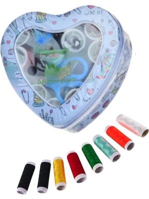 NessiWorld Iplik Set Teneke Kutu Kalpli Dikiş Seti