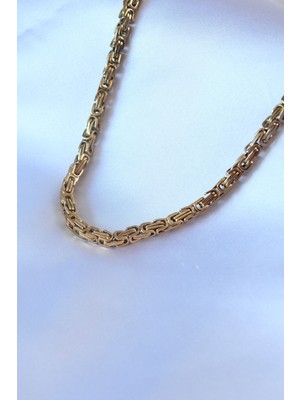 Hatıra Kutusu 316L Çelik Gold Renk Kral Zincir Model Erkek Kolye - Lisinya