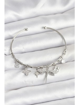 Hatıra Kutusu Yusufçuk Charmlı Gümüş Renk Pirinç Kadın Bileklik - Lisinya