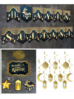 Özbience Ramazan Süsleri 11 Ayın Sultanı Banner ve Tavan Süsleri Seti
