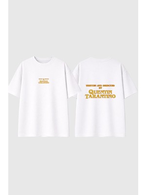 Urbvn Tarantino Tasarım Baskılı Beyaz Oversize T Shirt