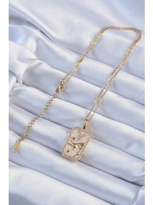 Vice Avm 316L Çelik Zincir Altın Renk Zirkon Taşlı Boğa Figürlü Tarot Kolye  TG-VİCE9235 TG-V 7221