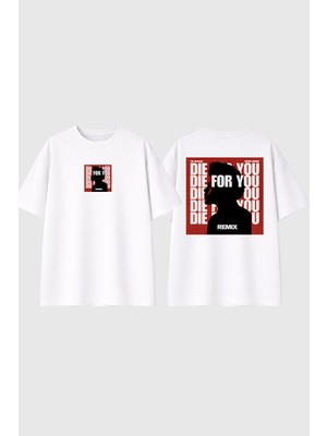 Urbvn Die For U Tasarım Baskılı Beyaz Oversize T Shirt