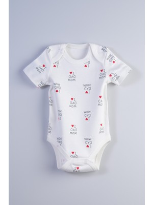 Bondberro Yenidoğan ve Bebek Zarf Yaka Zıbın % 100 Pamuklu ( Kırmızı Kalp )