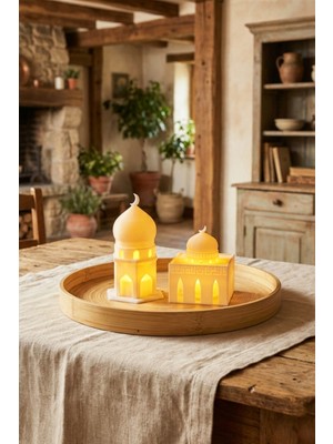 Özbience Ramazan Temalı Mescit ve Minare Şekilli Tealight Mum Seti
