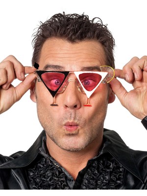 NessiWorld Siyah Beyaz Renk Martini Tasarımlı Parti Gözlüğü