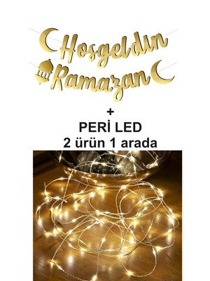 Özbience Hoşgeldin Ramazan Yazı Gold Kaligrafi Ledli Oda Süsleme Peri LED